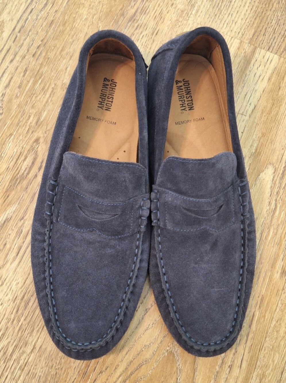 Johnston & Murphy Athens Navy Suede Penny Loafers - 11M
